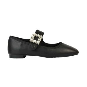 XY London Womens/Ladies Rhyse Diamante Square Toe Buckle Detail Mary Janes / Bla